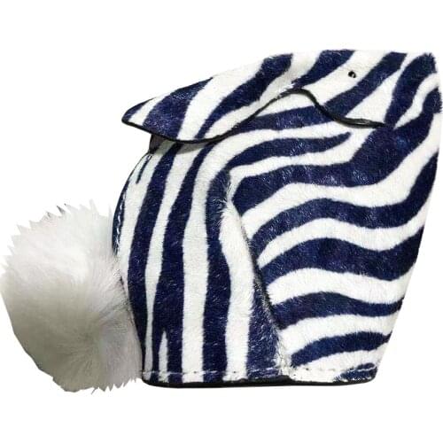 Bunny Charm Coin Purse Genuine Leather Handmade Zebra Horse Hair Customize Animal Mini Shaped Bag Wallet Pom Keychain Monogram