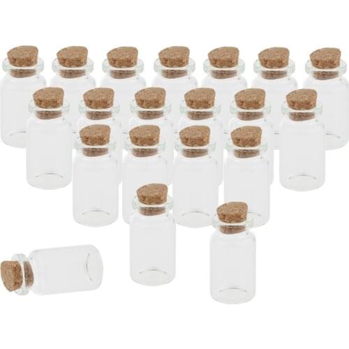 20Pcs Small Glass Bottles with Cork Stopper, Glass Test Tube, Tiny Clear Vials Storage Container for Crafts Projects Decoration