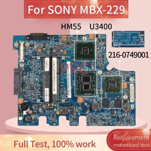 A1790088B For SONY MBX-229 U3400 Laptop Motherboard 09941-1M 216-0749001 DDR3 Notebook Mainboard