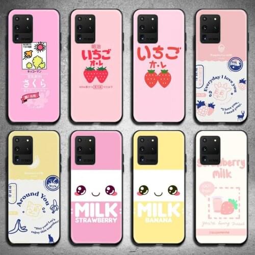 Cute Strawberry Milk Phone Case For Samsung Galaxy S20 FE plus Ultra S6 S7 edge S8 S9 plus S10 5G lite 2020