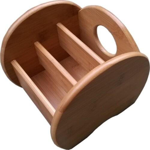 Multi-functional Bamboo Organizing Caddy Case Decorative Handmade Wood Tabletop Storage Bin Houseware Ornament Craft Accessories