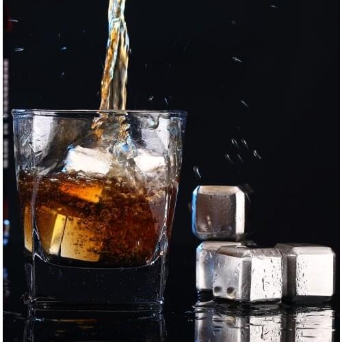 Stainless Steel Reusable Ice Cubes Frozen Ice Blocks Maker Whiskey Ice Cube Maker Useful Wine Beer Cooler Kitchen Bar Tool