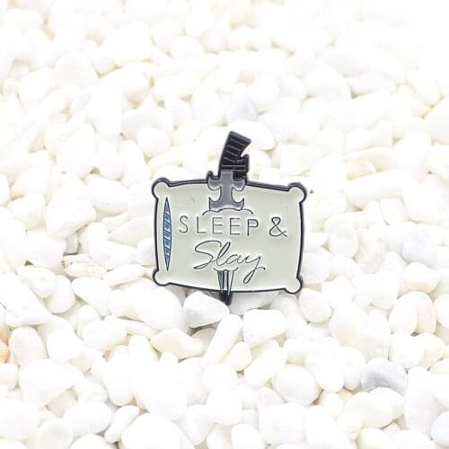 Fashion creative enamel metal brooch latest sleep kill blank dagger cushion pillow st backpack badge brooch jewelry