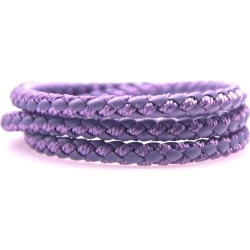 Fashion Simple Style Stainless Steel Mens Leather Bracelet Multi-color Purple Leather Bangle For Boys Handsome Birthday Gift