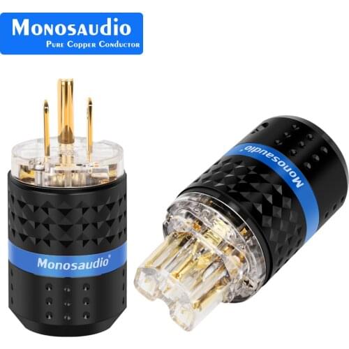 Monosaudio M103G/F103G 99.998% Pure Copper Gold Plated US Power Plug Audio Power Connector IEC320 C13 connector Plug