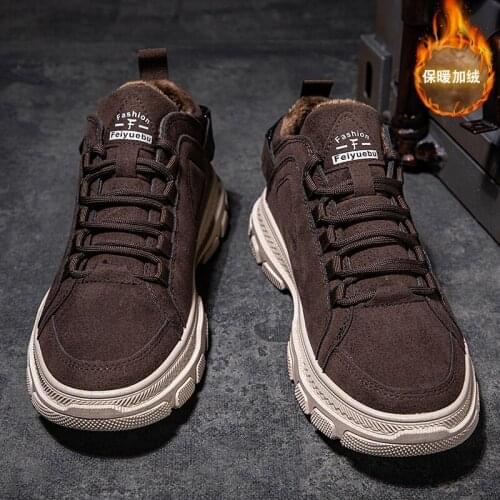 2019 new winter men shoes fashion sneakers trend Plus velvet to keep warm Casual shoes black luxury mens thick sole shoes