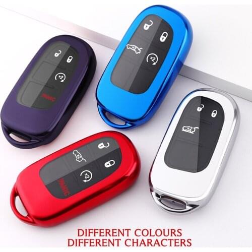 Soft Tpu Car Case Holder Keyless Entry Remote Control Protector Cover for Jeep Dodge Chrysler 2 3 4 5 Button Smart FOB Key