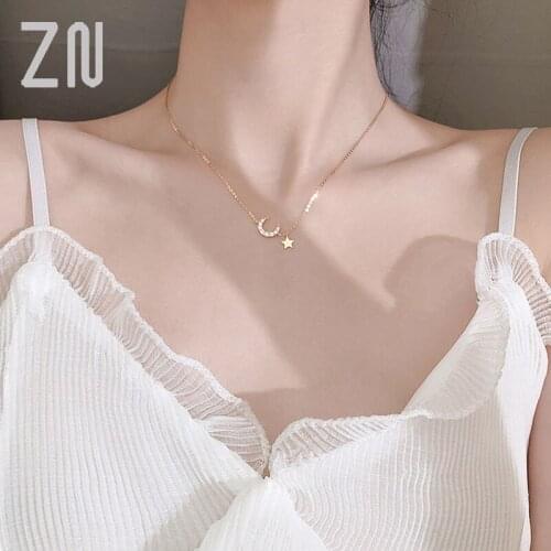 ZN 2020 Sweet Zircon Moon Star Tassel Necklaces For Women choker collares Necklace Jewelry Gifts