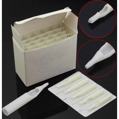 Pro 50PCS Lot Sterile Disposable Tattoo Nozzle Tips Tube U Pick FT RT White