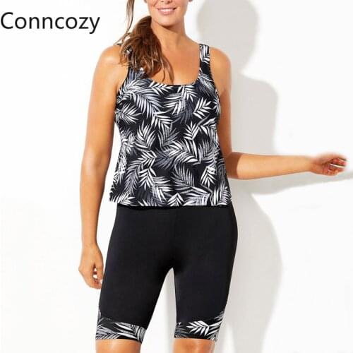 Plus Size Tankini Print Sexy Camisole Cycling Shorts Swimsuit Swimwear Women Bathing Suit Swimming Suit for Women Beachwear