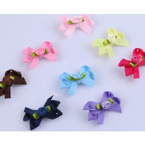 Pet and manual butterfly rubber Dog rose flower clip pet accessories dog hairpin dog headwear pet grooming 50pcs