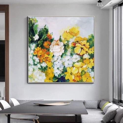 Hand Painted Abstract Flower Art Oil Painting On Canvas Wall Art Frameless Picture Decoration For Live Room Home Decor Gift