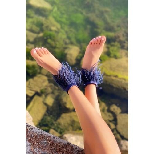 SHANS Lacivert Tüylü Ayakkabı Aksesuarı