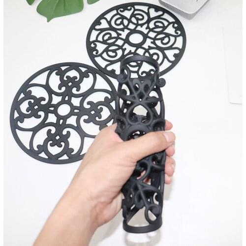 Silicone Table Mat Set of 3 Vintage Floral Design Placemats Flexible Non Slip Thick Round Pot Coaster for Kitchen Table TS1