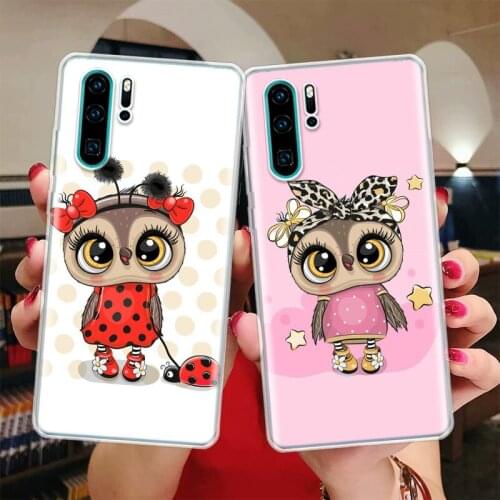 Cute Owl Hearts Lover Silicon Phone Case For Huawei Honor 10 9 20 Lite Y5 Y6 Y7 Y9 9X 8X 8S 8A 7X 7A 7S Pro + 10i20i Coque