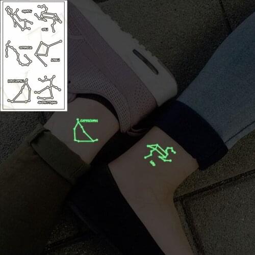 Halloween Luminous Tattoo Sticker Zodiac Symbol Simple Illustration Waterproof Temporary The Body Art Party Tattoo Stickers
