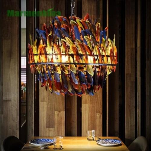 Trumpet colored feather pendant lamp living room restaurant bar cafe lamp. E27*4