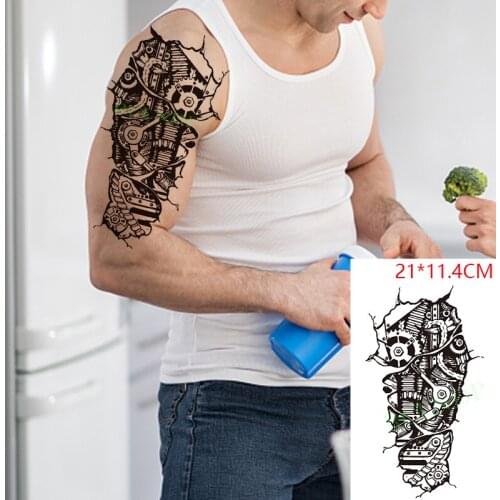 Waterproof Temporary Tattoo Stickers Mechanical Gear Totem Number Arm Leg Back Fake Tatto Flash Tatoo Art for Women Men