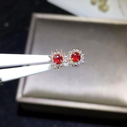 Earrings for women Original new full diamond natural ruby earrings boutique retro aristocratic charm womens earrings