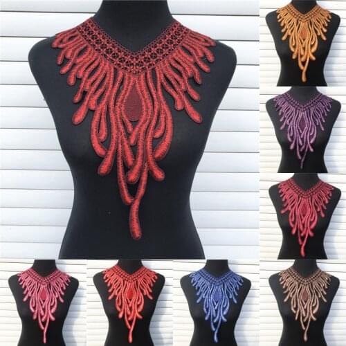 1Pc Phoenix Venise Lace fabric Dress Applique Motif Blouse Sewing Trims DIY Neckline Collar Costume Decoration Accessories