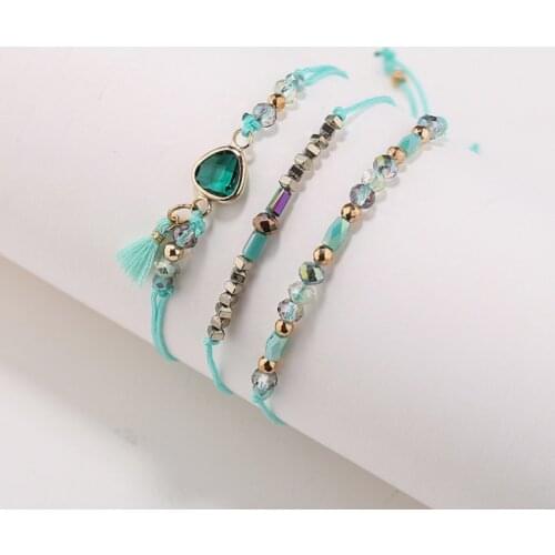 3pcs/set Handcraft Boutique Fashion Multilayer Crystal Stone Beads Strand Bracelets Shell Bangles Pulseras Boho Mujer