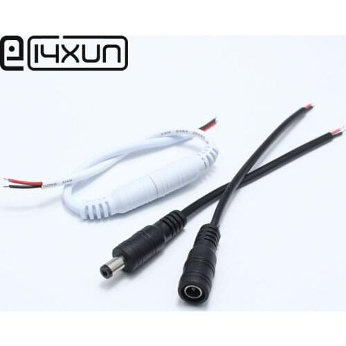 5pcs 2.1*5.5mm DC Power jack Plug with 150mm Wire 12V RGB LED Strip Light Connector 5.5x2.1 mm Adapter