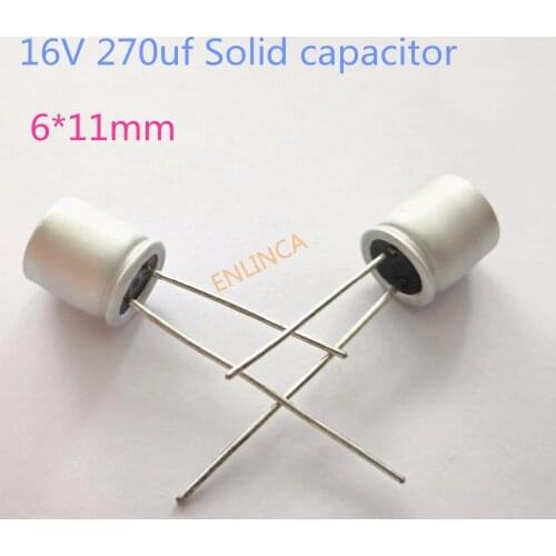 50-100pcs/lot 16v 270uF 6*11mm Solid Electrolytic Capacitors For Motherboard Low ESR 270uf 16V