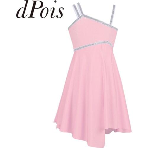 Ballet Dress Kids Girls Shiny Gymnastics Leotard Dress Ballerina Dancing Clothes Dancewear Lyrical Performance Dance Costume