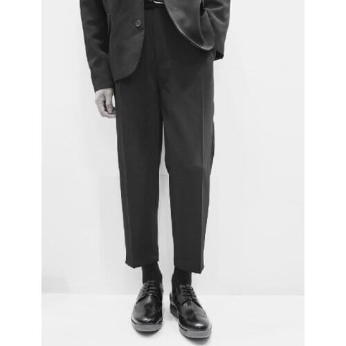 Spring and autumn men new fashion personality large size quality joker wide leg pants nine points of leisure straight leg pants