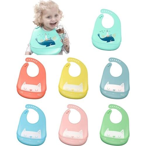 Baby Stuff Waterproof Silicone Bib Feeding Baby Newborn Cartoon Aprons Adjustable Baby Bibs Burp Cloths Bandana Bibs