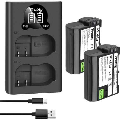 2x2500mAh EN-EL15 EN EL15 EL15A Battery + LED USB Charger Port For Nikon D500 D600 D610 D750 D7000 D800 D850 D810