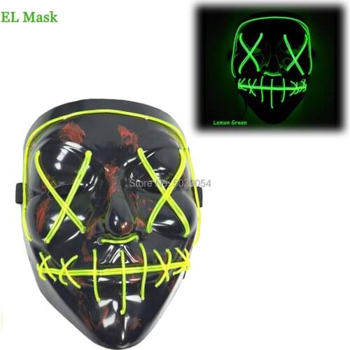 GZYUCHAO EL Halloween Lighting Mask EL Wire Glow Scary LED Mask Cosplay Costume Light Up Flashing Mask with DC-3V Driver