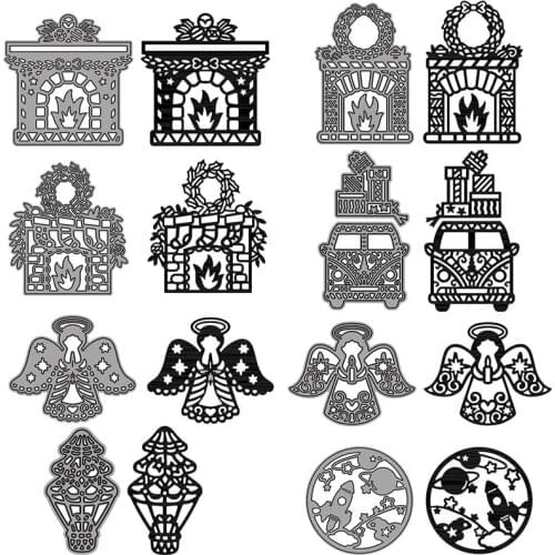 Fireplace Christmas Gift Reindeer Metal Cutting Dies For DIY Scrapbooking Photo Album Embossing Paper Cards Making Crafts