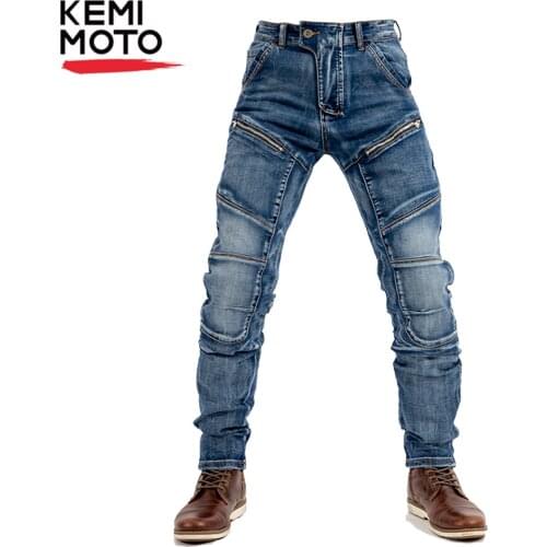 KEMIMOTO Men Motorcycle Jeans Biker Reinforced Protection Lining Pants Include Armor Denim Motorcycle Pants Black Blue