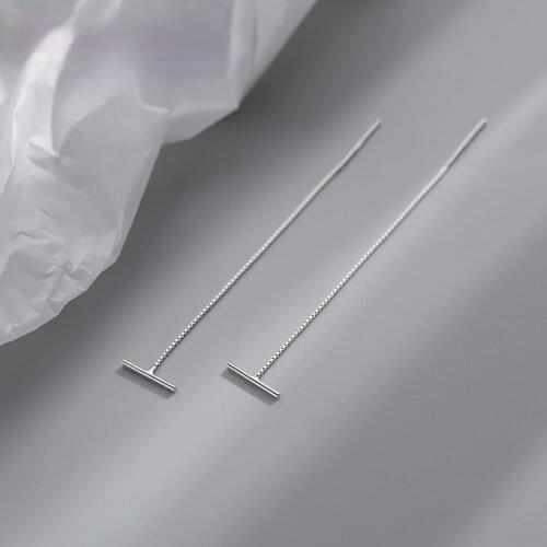 Korean Fashion Long Chain Tassel Earrings for Women Metal T Geometric Earrings Unique Tragus Piercing Jewelry