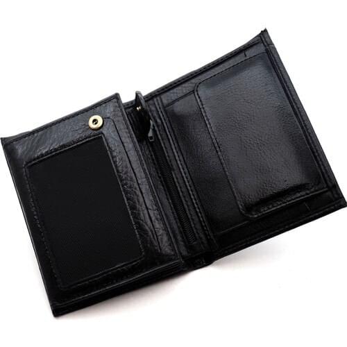 Solaksesuar Leather Male Vertical Wallet Coin Compartment