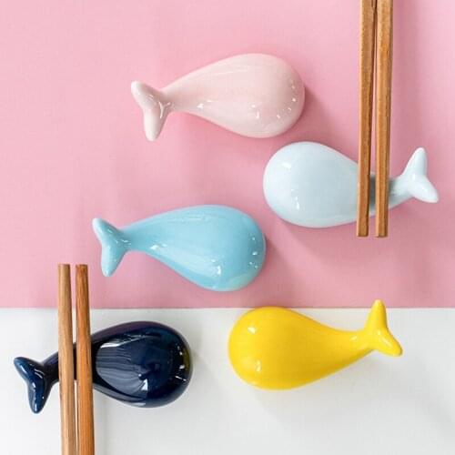 Cute Whale Chopsticks Holder Chopsticks Drag Creative Zakka Home Table Ceramic Ornament Chopsticks Shelf tableware tray