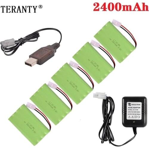 H Model ) Ni-MH 9.6v 2400mah Battery + 9.6v Charger For Rc toy Car Tank Train Robot Boat Gun AA 9.6v Rechargeable Battery Pack