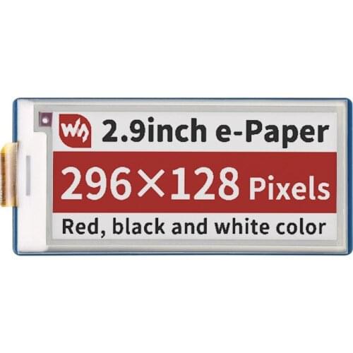 Low Power 2.9inch E-Paper E-Ink Display Module (B) For Raspberry Pi Pico 296×128 Pixels Red / Black / White, SPI Interface