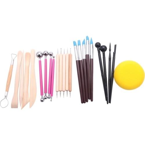 24 Pieces Set Of Clay Tools Set Clay Sculpting Tools Set Ball Stylus Embossing Pottery & Ceramics Tools Diy Arts Crafts Lines Ca