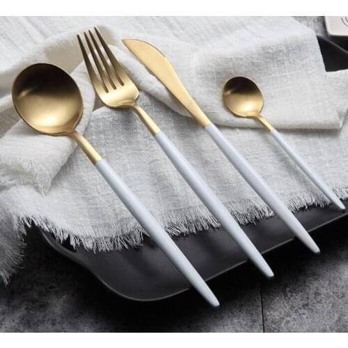 Rose Gold Tableware Set Stainless Steel Cutlery Set Western Food Tableware Luxury Fork Teaspoon Knife Cutlery Set Drop shipping