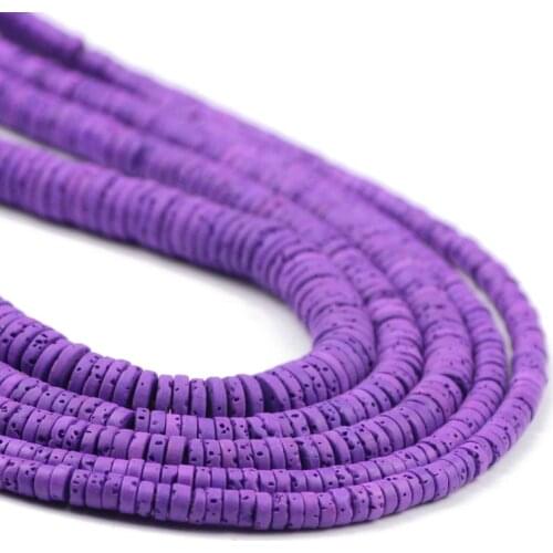 Natural Stone Purple Volcanics Spacers Flat Round Coins Lava Loose Beads For Jewelry Making DIY Charm Bracelet Findings 4/6/8MM