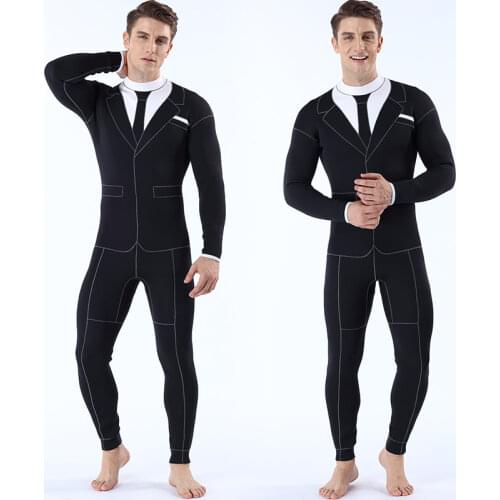 Diving suit neoprene 3mm men pesca diving spearfishing wetsuit Gentleman tie surf snorkel swimsuit Split Suits combinaison