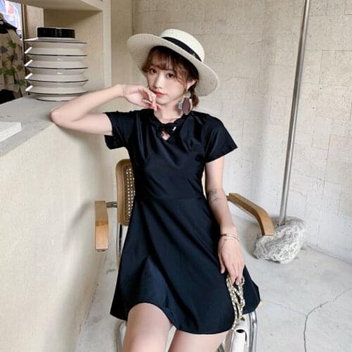 2021 New Korean One Piece Swimwear Sexy Women Swimsuit Monokini Solid Bathing Suit Female Beachwear Summer Swimskirt