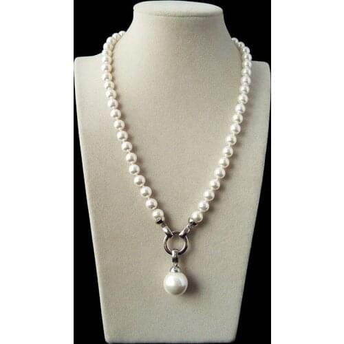 New white color 10MM multiterm and flexible and changeable style shell pearl fashion necklace