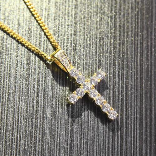 DOREMI 4mm Tennis Chain Zircon Tennis Cross Necklaces & Pendant For Men/Women Gold Silver Color Fashion Hip Hop Jewelry