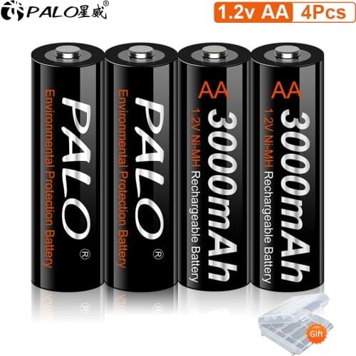 PALO AA Batteries NI-MH 3000Mah 1.2V AA Rechargeable Batteries 2A Bateria Baterias or Remote Controller/Electric Shaver/Radio