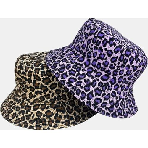 2020 Leopard Print Bucket Hat Reversible Fisherman Hat Outdoor Travel Panama Hat Sun Cap Hats For Men and Women