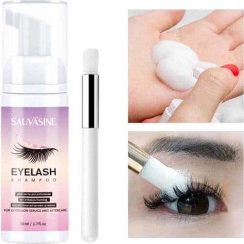 50ml Eyelash Extension Shampoo Salon Mousse Foam Cleanser Eyelash Extensions Brush Shampoo Kit Eye Lash Cleaning Foam