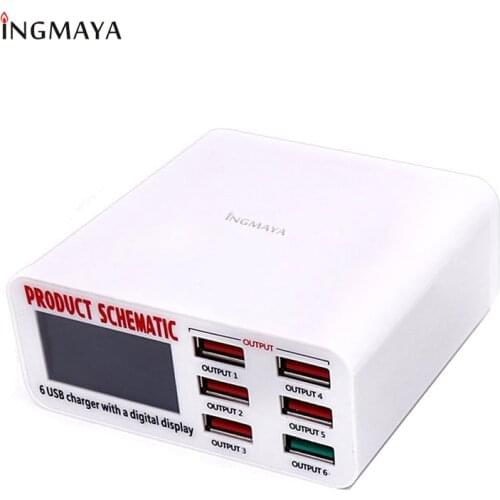 INGMAYA Multi Port Charger 6 USB 5V8A Quick Charge 3.0 LCD Show Charging For iPhone iPad Samsung Huawei Nexus Meizu Power Supply